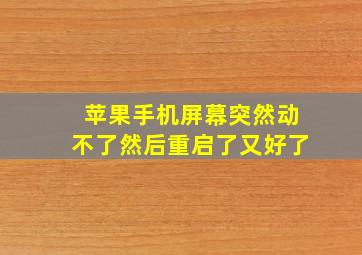 苹果手机屏幕突然动不了然后重启了又好了