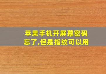 苹果手机开屏幕密码忘了,但是指纹可以用