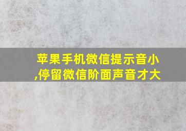 苹果手机微信提示音小,停留微信阶面声音才大