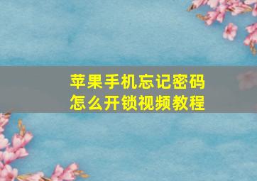 苹果手机忘记密码怎么开锁视频教程