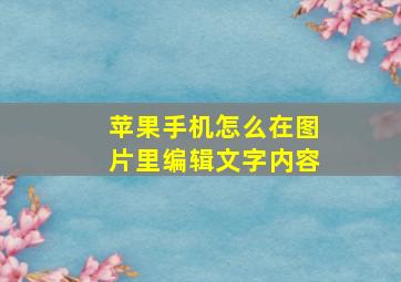 苹果手机怎么在图片里编辑文字内容