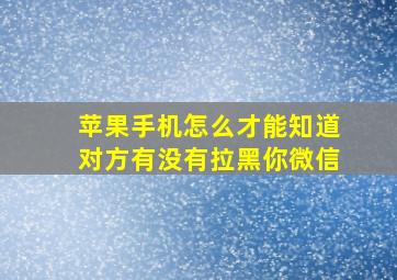 苹果手机怎么才能知道对方有没有拉黑你微信