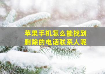 苹果手机怎么能找到删除的电话联系人呢