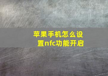 苹果手机怎么设置nfc功能开启