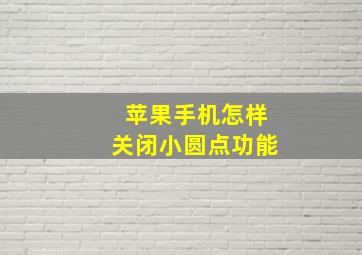 苹果手机怎样关闭小圆点功能