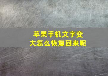 苹果手机文字变大怎么恢复回来呢