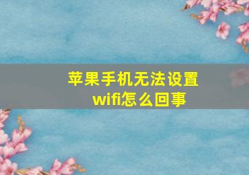 苹果手机无法设置wifi怎么回事