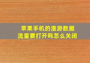 苹果手机的漫游数据流量要打开吗怎么关闭