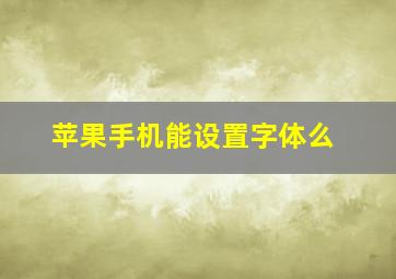 苹果手机能设置字体么