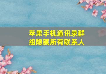 苹果手机通讯录群组隐藏所有联系人