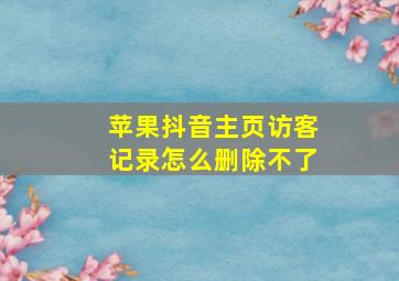 苹果抖音主页访客记录怎么删除不了