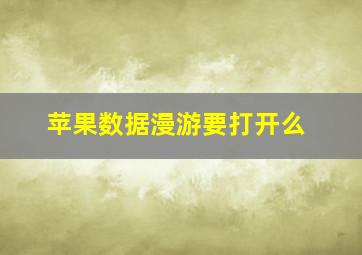 苹果数据漫游要打开么