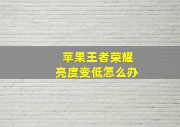 苹果王者荣耀亮度变低怎么办