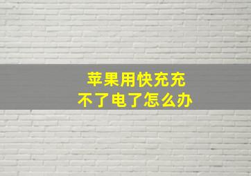 苹果用快充充不了电了怎么办