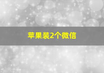 苹果装2个微信