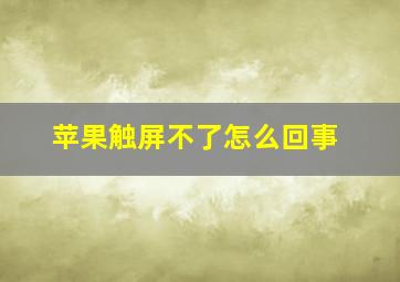 苹果触屏不了怎么回事