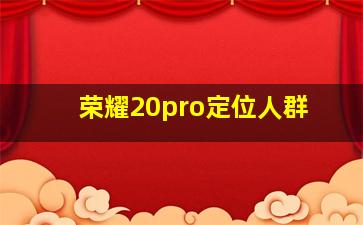 荣耀20pro定位人群