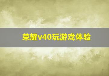 荣耀v40玩游戏体验