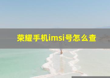 荣耀手机imsi号怎么查