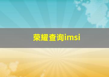 荣耀查询imsi