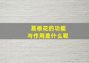 葛根花的功能与作用是什么呢