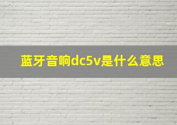 蓝牙音响dc5v是什么意思