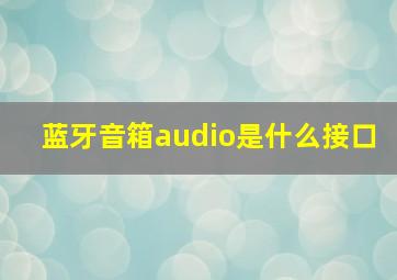 蓝牙音箱audio是什么接口