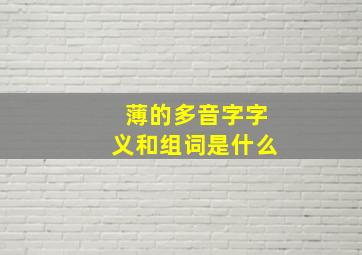 薄的多音字字义和组词是什么