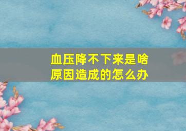 血压降不下来是啥原因造成的怎么办