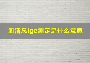 血清总ige测定是什么意思