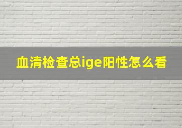 血清检查总ige阳性怎么看