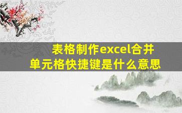 表格制作excel合并单元格快捷键是什么意思