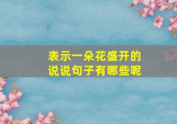 表示一朵花盛开的说说句子有哪些呢