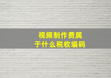 视频制作费属于什么税收编码