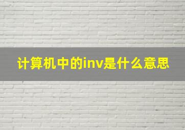 计算机中的inv是什么意思