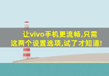 让vivo手机更流畅,只需这两个设置选项,试了才知道!