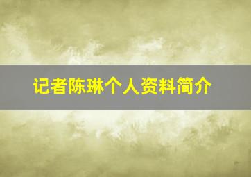 记者陈琳个人资料简介