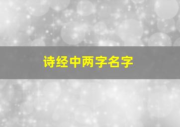 诗经中两字名字