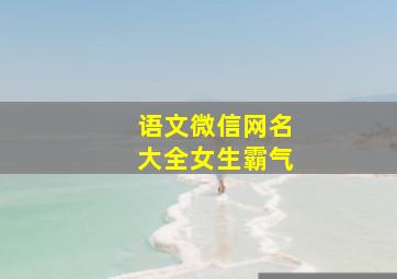 语文微信网名大全女生霸气