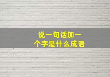 说一句话加一个字是什么成语