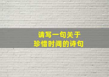 请写一句关于珍惜时间的诗句