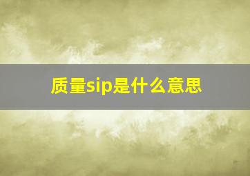 质量sip是什么意思