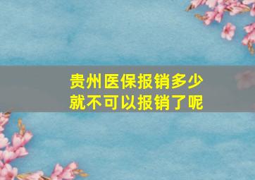 贵州医保报销多少就不可以报销了呢