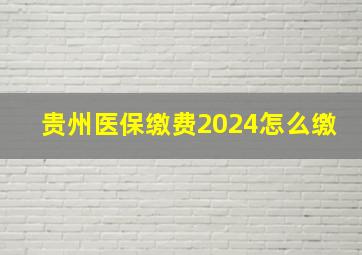 贵州医保缴费2024怎么缴