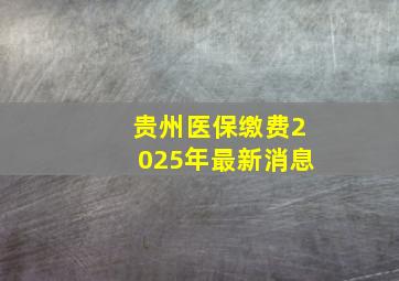 贵州医保缴费2025年最新消息