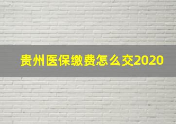 贵州医保缴费怎么交2020