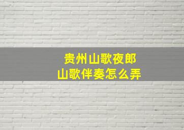 贵州山歌夜郎山歌伴奏怎么弄