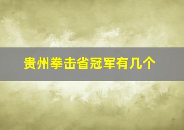 贵州拳击省冠军有几个