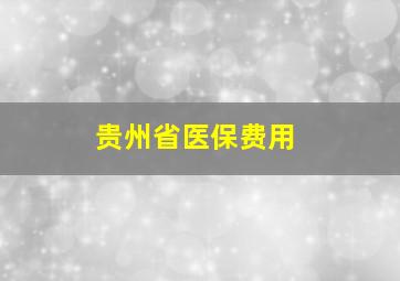 贵州省医保费用