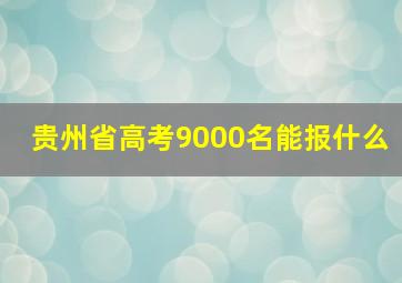 贵州省高考9000名能报什么